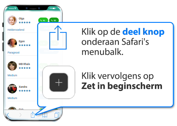 iphone en ipad: Helderziendegroningen.nl als app instellen op Mobiel